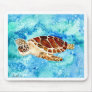 sea turtle marine sealife watercolor painting mousepad