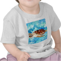 sea turtle marine sealife watercolor painting t-shirt
