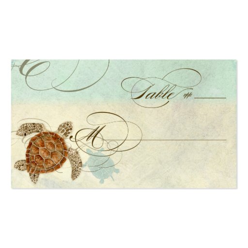 Sea Turtle Modern Coastal Ocean Beach Swirls Style Business Cards