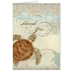 Sea Turtle Modern Coastal Ocean Beach Swirls Style Greeting Card