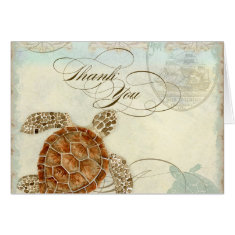 Sea Turtle Modern Coastal Ocean Beach Swirls Style Greeting Cards