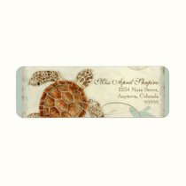 Sea Turtle Modern Coastal Ocean Beach Swirls Style labels