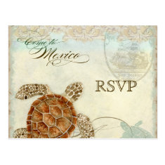 Sea Turtle Modern Coastal Ocean Beach Swirls Style Post Cards
