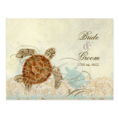 Sea Turtle Modern Coastal Ocean Beach Swirls Style Post Card
