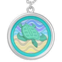 Sea Turtle on Beach Necklace