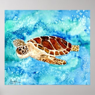 sea turtle painting print on canvas sealife art print
