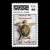 sea_turtle_painting, Protect the Environment, S... postage