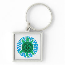 Sea Turtle Recycling Symbols Key Chain