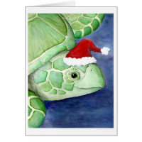 Sea Turtle Santa Greeting Card