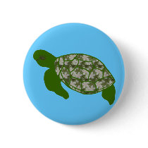 Sea turtle with Hawaiian print shell button