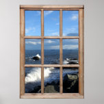 Sea View from a Window with Breaking Waves Print