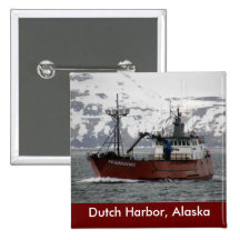 Seabrooke, Crab Boat in Dutch Harbor, Alaska Pinback Button