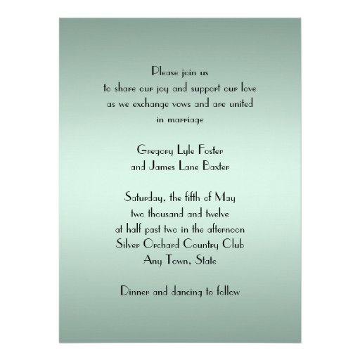 Seafoam Green and Silver Gay Wedding Invitation