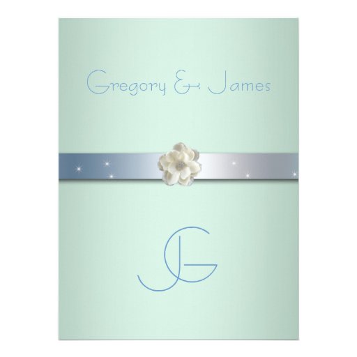 Seafoam Green and Silver Gay Wedding Invitation