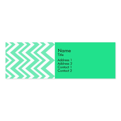 Seafoam Mint Green Zigzgag Pattern Business Card Template (front side)