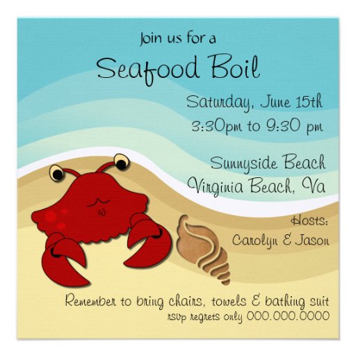 Seafood Boil Beach Party Invitation