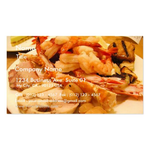 Seafood Crabs Legs Shrimp Food Business Card Templates (front side)