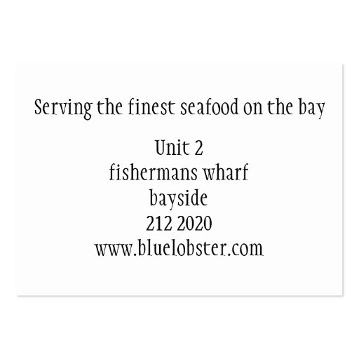 Seafood or fishing theme business card (back side)