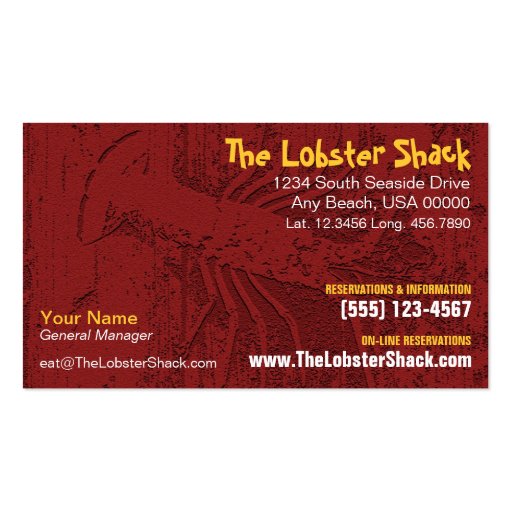 Seafood Restaurant Business Card (front side)