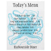Seafood restaurant menu custom flyer