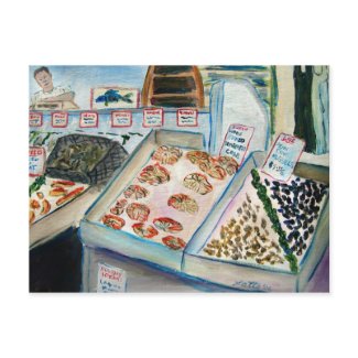 Seafood Sale Postcard (Pike Place Seattle) postcard