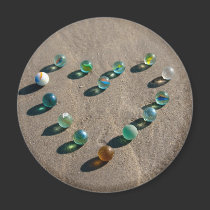 Seaglass marbles heart at the beach magnets