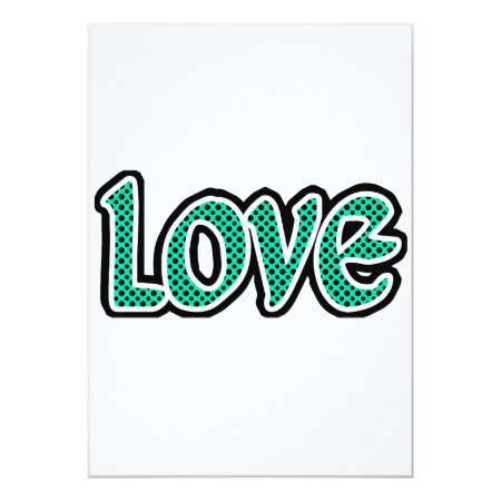 Seagreen Polkadot Love 5x7 Paper Invitation Card