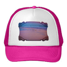 Seagull in Pink and Blue Seascape at Dawn Mesh Hat