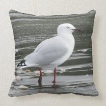 Seagull in the Sea Throw Pillows
