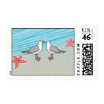 seagull kissing beach stamp