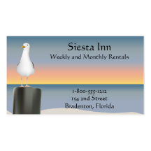 Seagull on Pier Sunset Business Card