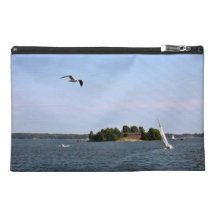 Seagull over ocean travel accessory bag