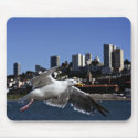 Seagull over San Francisco Bay mousepads by zacharylong Seagull over San Francisco Bay mousepads