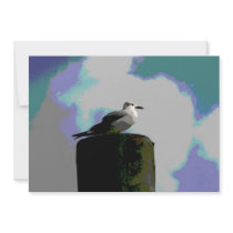 Seagull sitting on a dock posterized photograph personalized invitations
