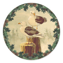 SEAGULLS & FIR WREATH by SHARON SHARPE stickers