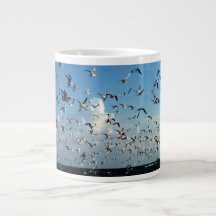 seagulls flying over beach extra large mugs
