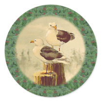 SEAGULLS & WREATH by SHARON SHARPE stickers by sharonsharpe SEAGULLS & WREATH by SHARON SHARPE stickers