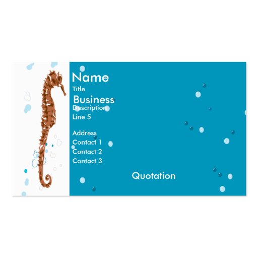 Seahorse Aquatic Business Card (front side)