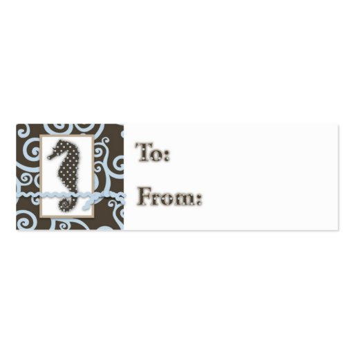 Seahorse Baby Boy Gift Tag Business Card Template (back side)