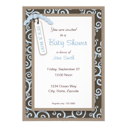 Seahorse Baby Boy Invitation