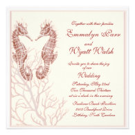 seahorse beach - brown wedding invitation