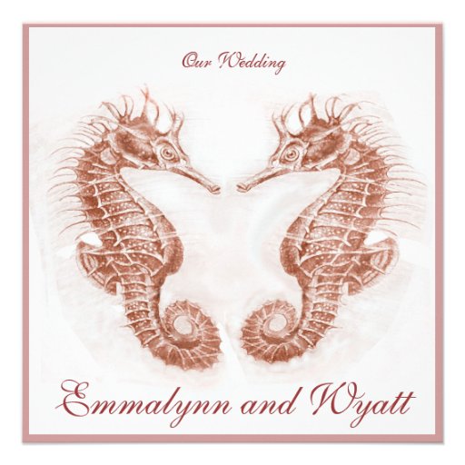 seahorse beach -  brown wedding invitation