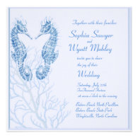 seahorse beach wedding blue - invitation