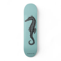 Seahorse black and white drawing art skateboard