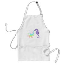 seahorse blowing rainbow bubbles apron