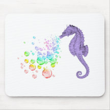 seahorse blowing rainbow bubbles mousepads