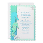 Seahorse Couple, 5x7 Aqua Wedding Invitations