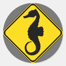 Seahorse Crossing ! Round Stickers