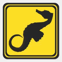 Seahorse Crossing ! Square Stickers