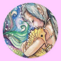 SeaHorse Hugs Mermaid Sticker